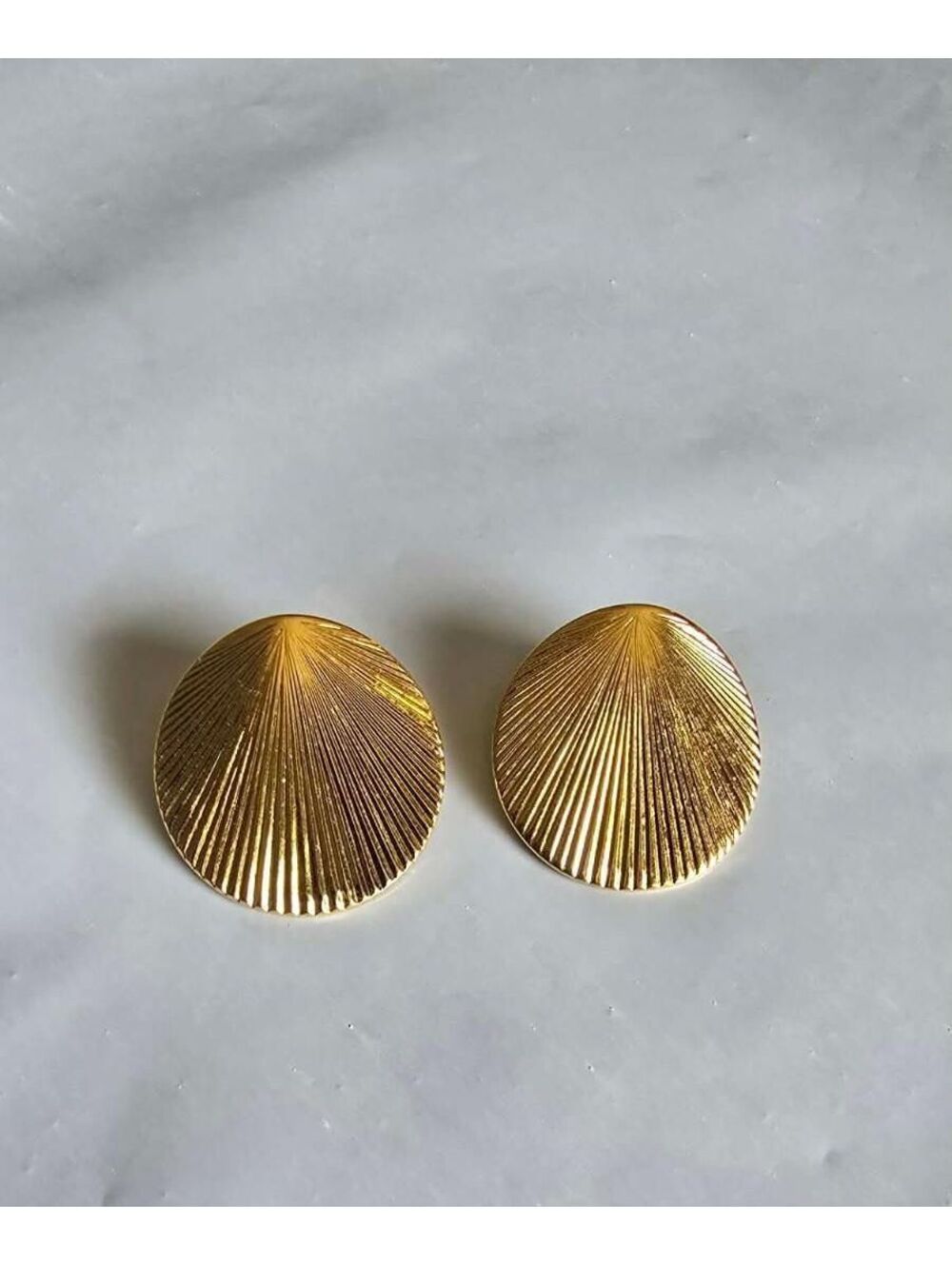 Vintage Monet Gold Tone Domed Sunburst Pierced Statement Earrings